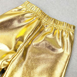 Kid Baby Girls Leggings Metallic Gold Silver Punk Pants 2-10 Years
