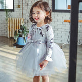 Kid Baby Girl Autumn Digital Print Flower  Princess Dresses