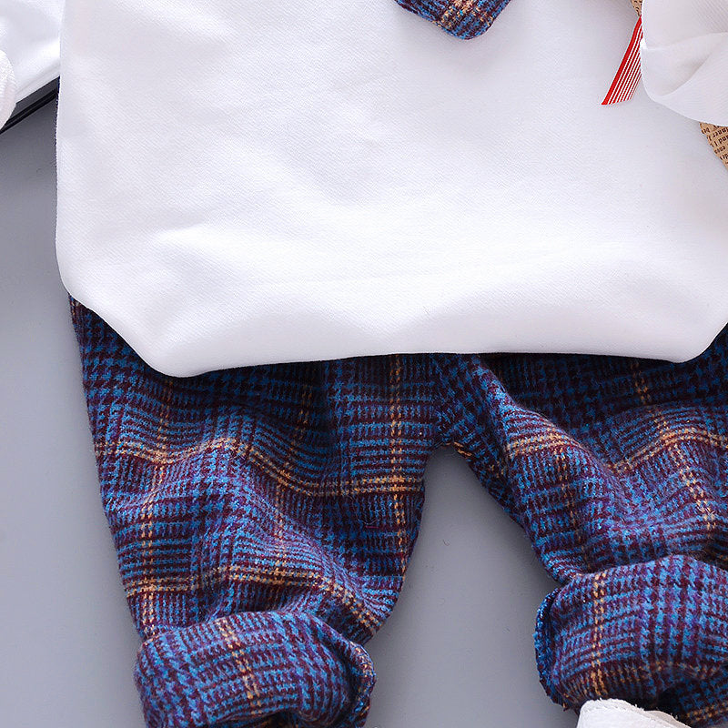 Spring Kids Baby Boy Formal Suits Set Cotton Gentleman 4 Pcs Sets