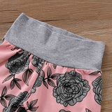 Baby Girl Floral Print Long-sleeve Bodysuit Set 4 Pcs