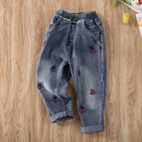 Kid Baby Girls Casual Floral Printed Jeans Pants