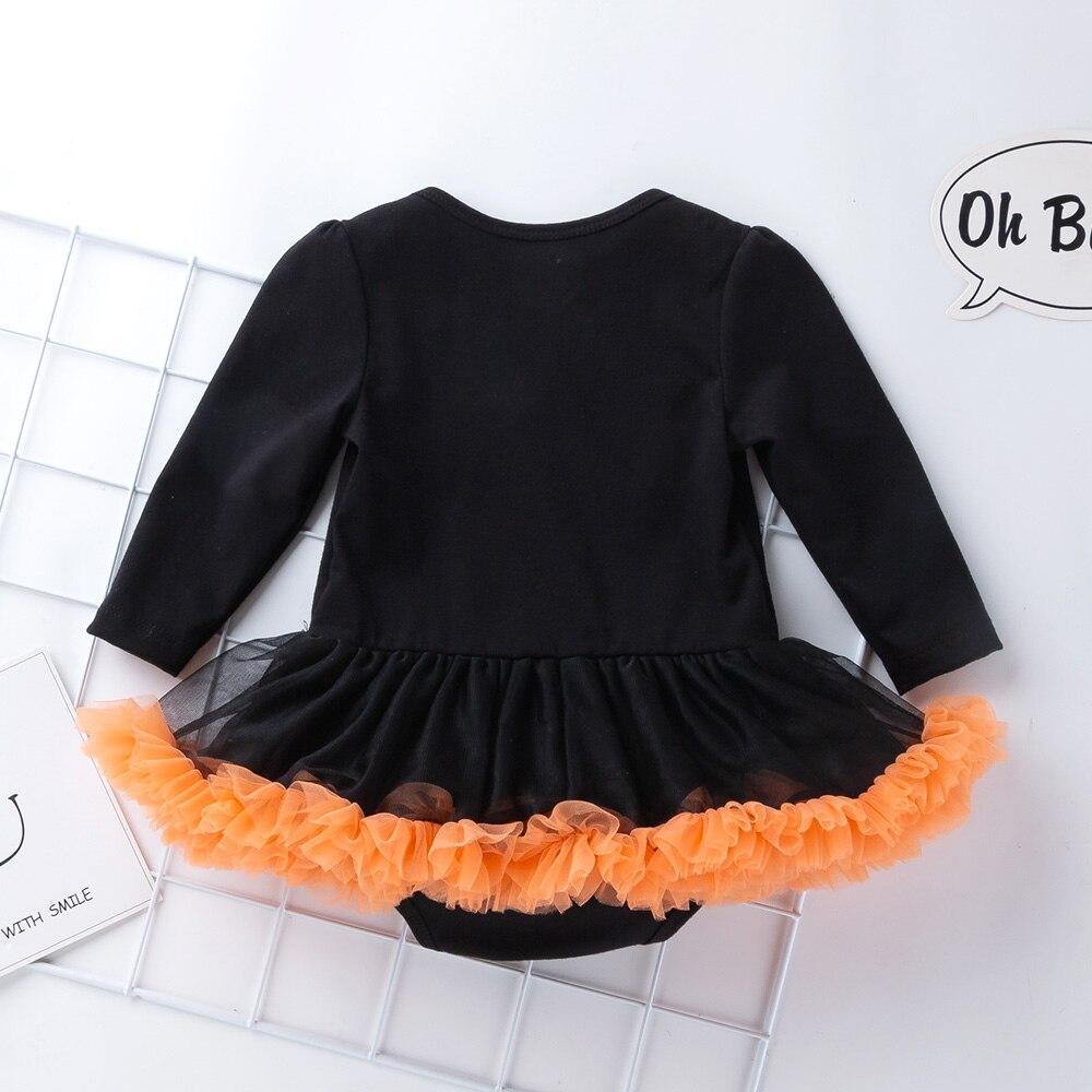Halloween Baby Costume Girls Rompers Newborn Pumpkin Black Jumpsuits