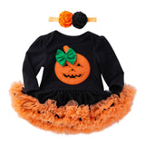 Halloween Baby Costume Girls Rompers Newborn Pumpkin Black Jumpsuits