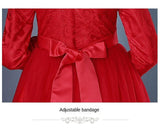 Kid Baby Girl Exquisite Red Long Sleeves Flower little  Dresses