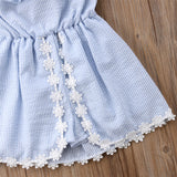 Baby Girls Blue Striped Sleeveless Ruffles Dresses
