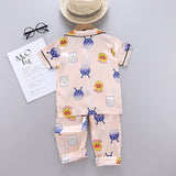 Kid Baby Girl Printing Short-sleeved Ice Silk Home Pajamas