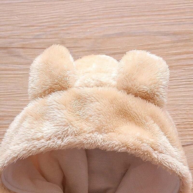 Baby Bear Warm Romper Fleece Hooded Jumpsuit