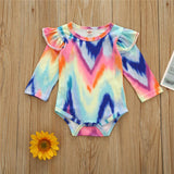 Baby Girls Set  Long Sleeve Tie Dye Color Outfits 2 Pcs