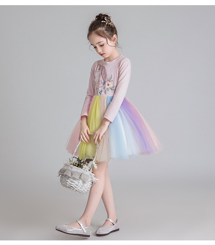 Kid Baby Girls Unicorn Party Rainbow Fancy Flower Dress