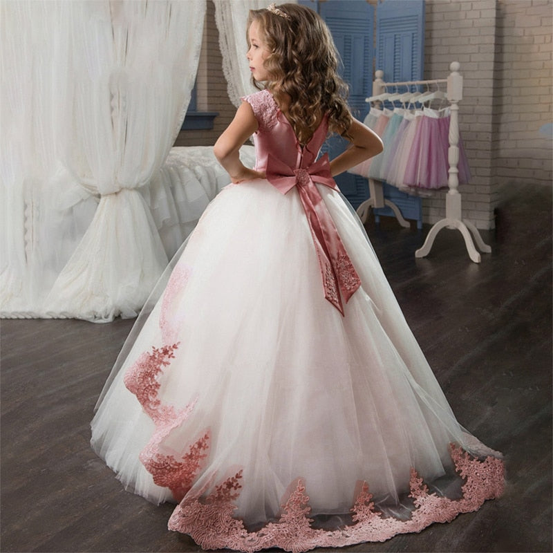 Kid Girl Lace Princess Party Wedding Dress