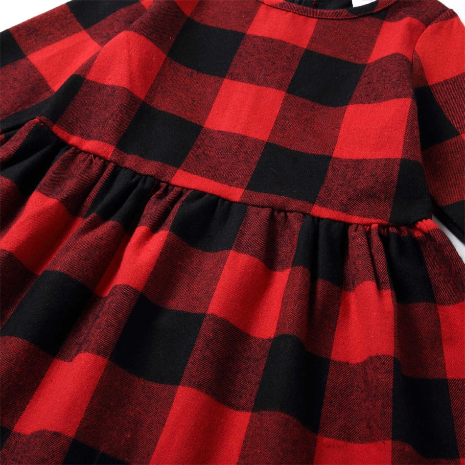 Family Matching Plaid Mother Daughter Spring Dresses