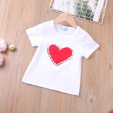 Kid Baby Girl Outfit Pearls Heart Valentine Top Skirt 2Pcs Sets