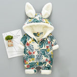 Hooded Baby Rompers Winter Thicken Boys Girls Jumpsuits