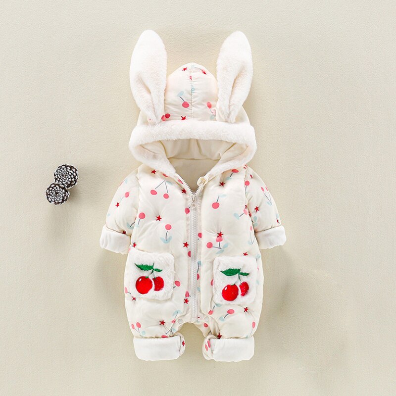 Baby Girls Romper Rabbit Ears Hooded Jumpsuits