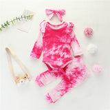 Baby Girl Print Long Sleeve Ribbed Knitted Ruffle Cotton Romper Sets