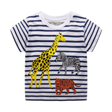 Kid Baby Boys Cotton Animals Stripe T-shirts