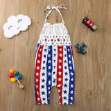 Kids Girl 4th Of July Independence Day Print Sleeveless Jumpsuit Rompers