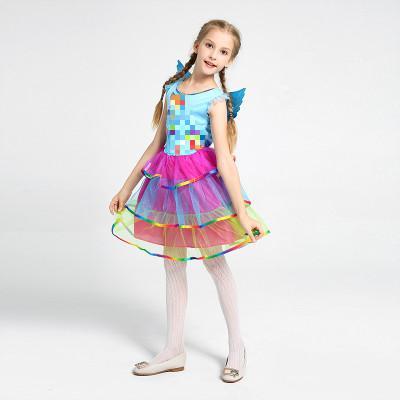 Kids Girls Unicorn Fancy Dress With Hair Hoop Wings Rainbow Sequined Tutu For 4-12 Years - honeylives