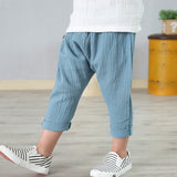 Kid Baby Boy Solid Color Linen Ankle-length Casual Pants