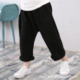 Kid Baby Boy Solid Color Linen Ankle-length Casual Pants