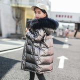 Kids Boy Girls Long Jacket Faux Fur Snowsuit Parka Coats