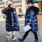 Kids Boy Girls Long Jacket Faux Fur Snowsuit Parka Coats
