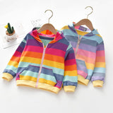 Kids Baby Girl Coats Fall Long Sleeve Rainbow Hooded Coats
