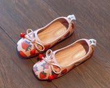 Kid Baby Girls Princess Soft Flats Strawberry Bow Leather Shoes