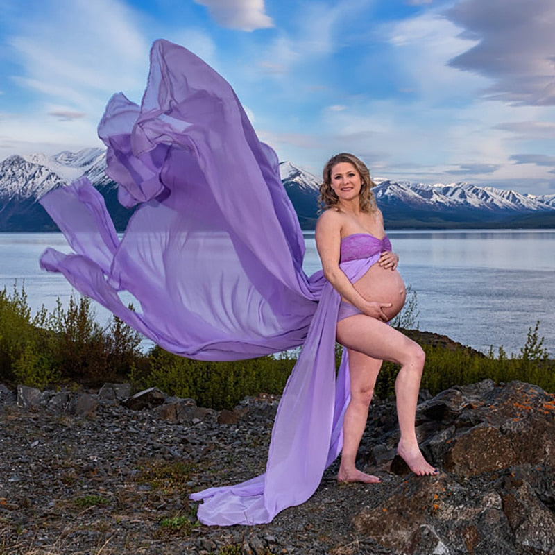 Maternity Lace Chiffon Dresses Photo Props Long Dress
