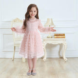 Kid Baby Girls Lace Long Sleeve Fairy  Elegant Princess Dresses
