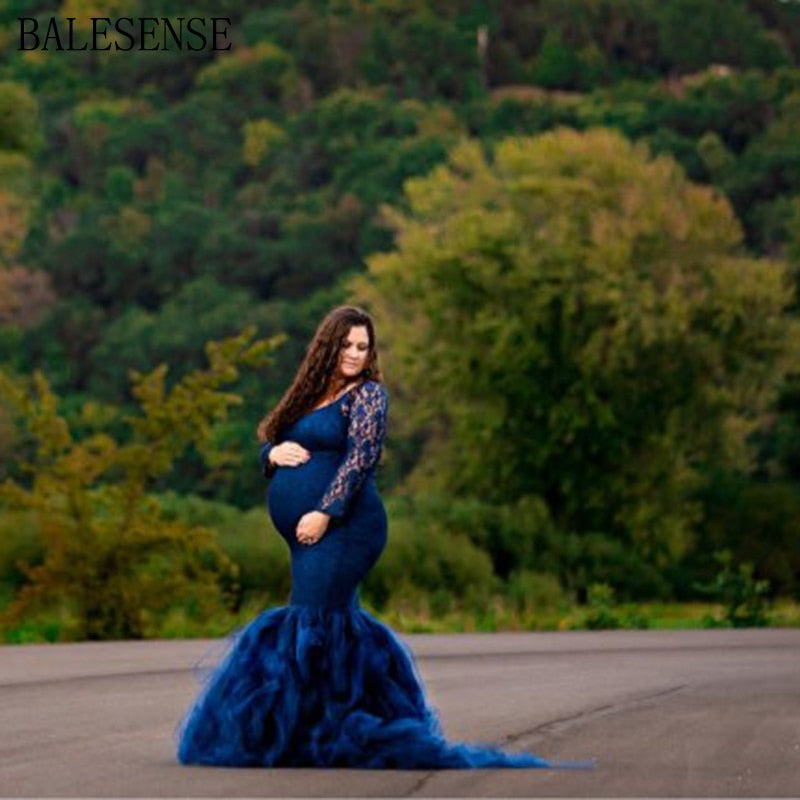Maternity Long Sleeve Sexy Strapless Photography Props Dress
