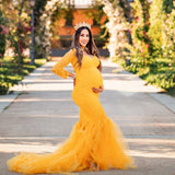 Maternity Long Sleeve Sexy Strapless Photography Props Dress
