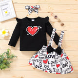 Kid Baby Girls Love Heart-shaped Valentine Outfits 2 Pcs Sets