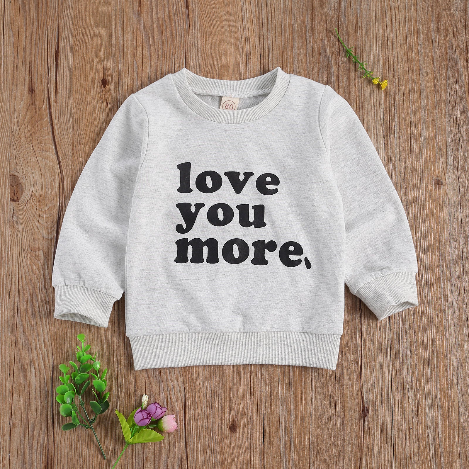 Kids Baby Love You More Print Long Sleeve Pullover Shirts