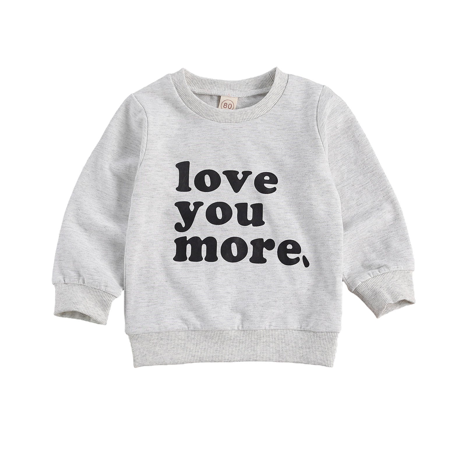 Kids Baby Love You More Print Long Sleeve Pullover Shirts