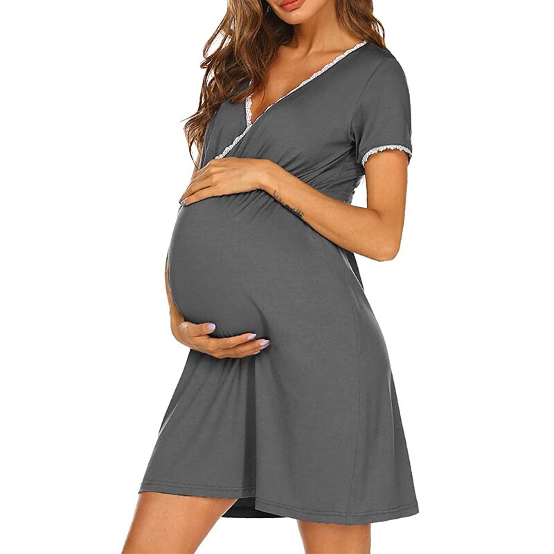 Women Lace Patchwork Nursing Maternity Dresses