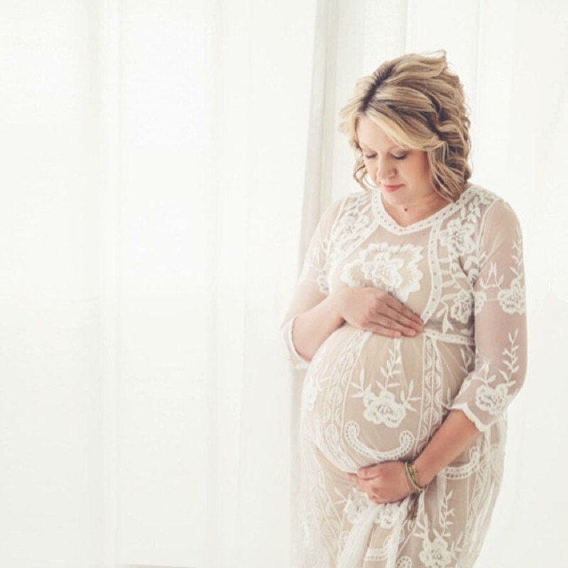 Maternity Fashion Lace Crochet Maternity Dress