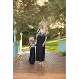 Family Matching Mother Daughter Dresses Striped Outfits