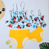 Family Matching Swimsuit Floral Printed Bikini  Beach Holiday Set