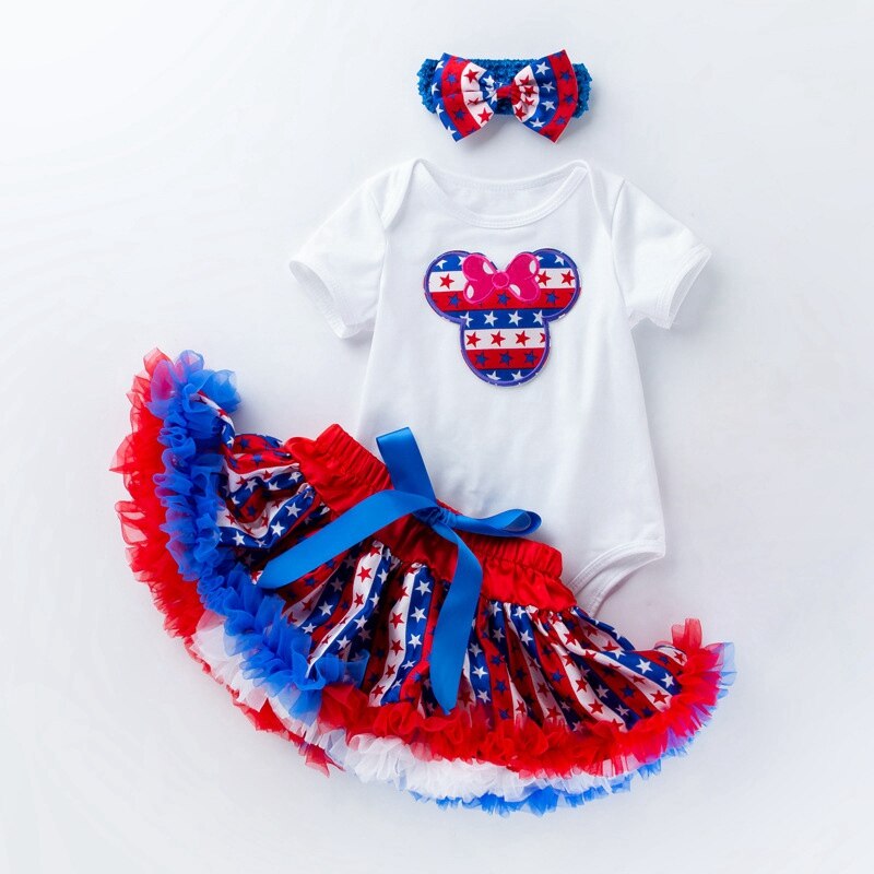 Baby Girl Fourth Of July Independence Day Lace Tutu Summer Sets
