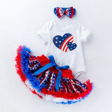 Baby Girl Fourth Of July Independence Day Lace Tutu Summer Sets