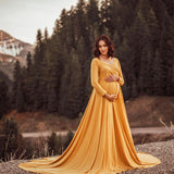 Maternity Long Section Tail Long Sleeve Maxi Photo Props Dress
