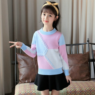 Plus Size Kid Girls Fashion Knitted Sweater Coats