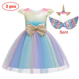 Kid Baby Girl Unicorn Embroidery Ball Gown Princess Birthday Dresses