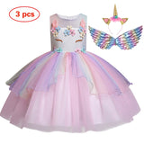 Kid Baby Girl Unicorn Embroidery Ball Gown Princess Birthday Dresses