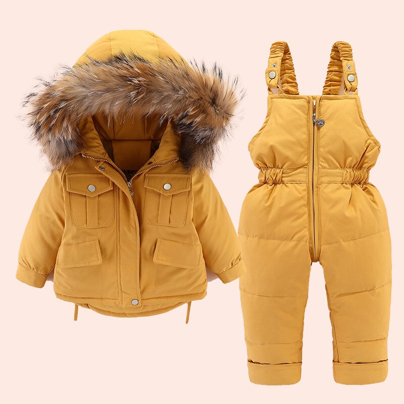Kid Baby Girl Suit Hooded Thick Snowsuits 2 Pcs Sets