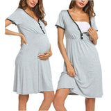 Women's Fashion Plus Size Lace Short Sleeve Solid Maternity Dresses