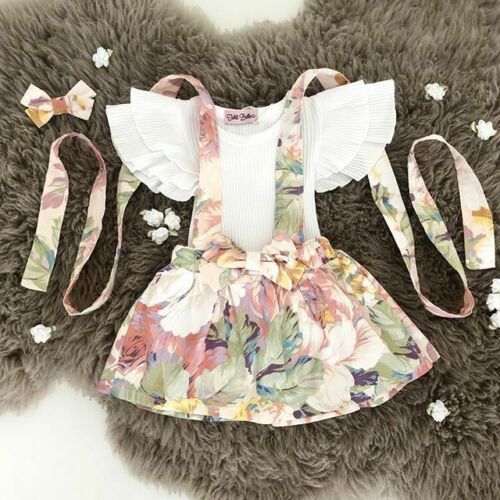Kids Baby Girls Floral Dress Outfits Sets 2 Pcs