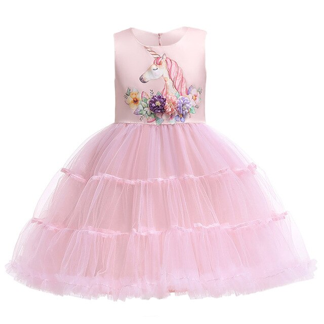 Kid Baby Girl Unicorn Party Flowers Costumes Princess Dress