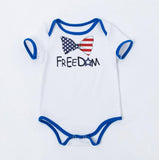 Baby Girl Boy American Independence Day Cute Bow Short Sleeve Romper